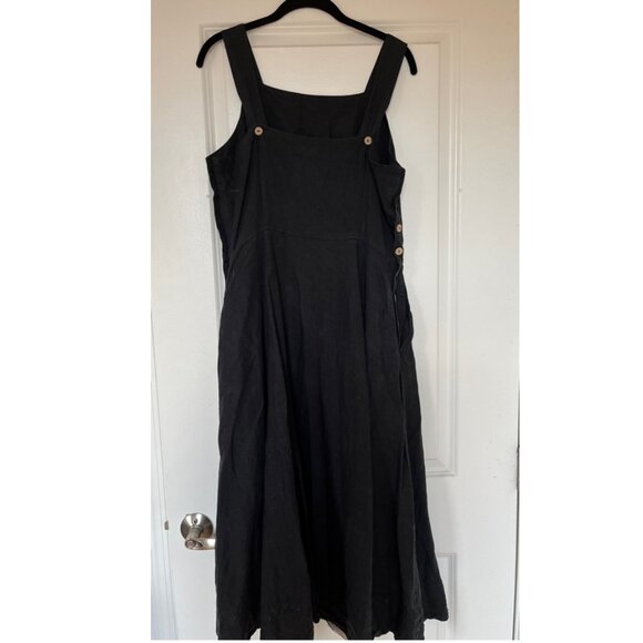 Son de Flor Black Linen Pinafore Dress - Picture 2 of 4